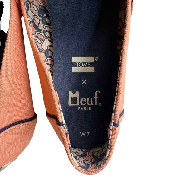Toms x Meuf Paris Rosie The Riveter Coral Canvas Alpargata Classic Slip-On, Sz 7 - Picture 8 of 11